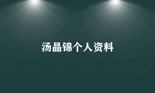 汤晶锦个人资料