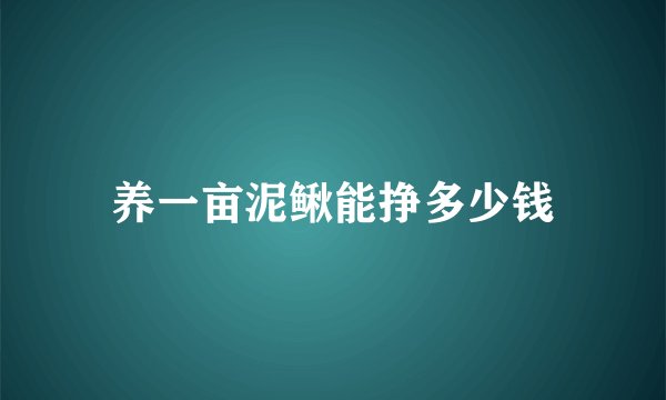 养一亩泥鳅能挣多少钱