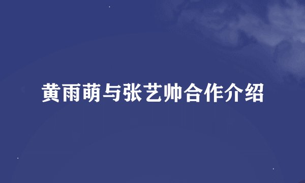 黄雨萌与张艺帅合作介绍