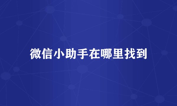 微信小助手在哪里找到