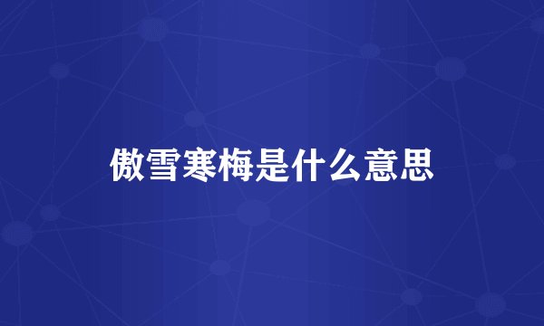 傲雪寒梅是什么意思