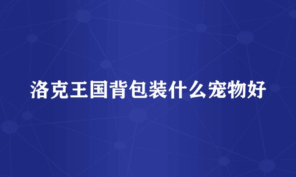 洛克王国背包装什么宠物好
