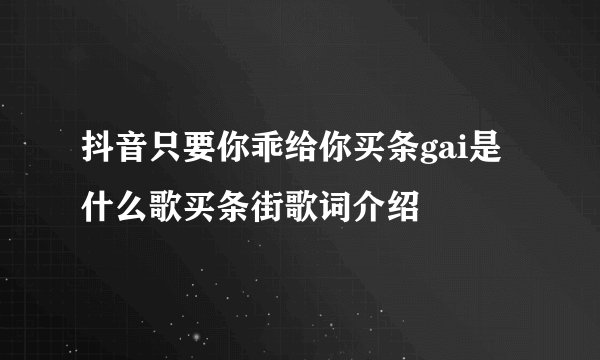 抖音只要你乖给你买条gai是什么歌买条街歌词介绍