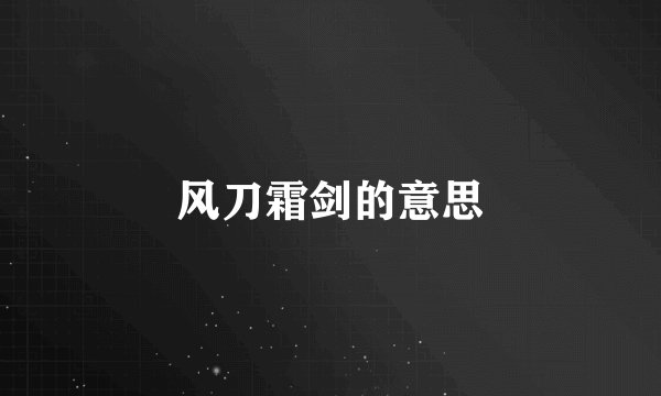 风刀霜剑的意思