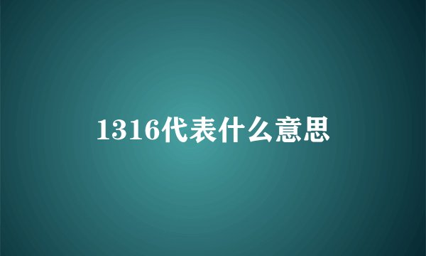 1316代表什么意思