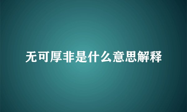 无可厚非是什么意思解释