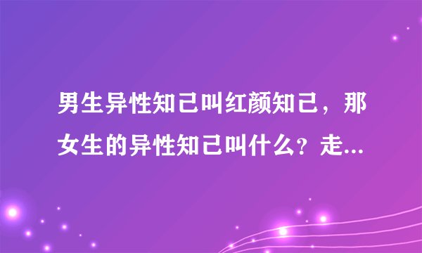 男生异性知己叫红颜知己，那女生的异性知己叫什么？走得很近无话不说，有点喜欢的色彩，可却是不是恋人