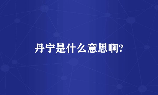 丹宁是什么意思啊?