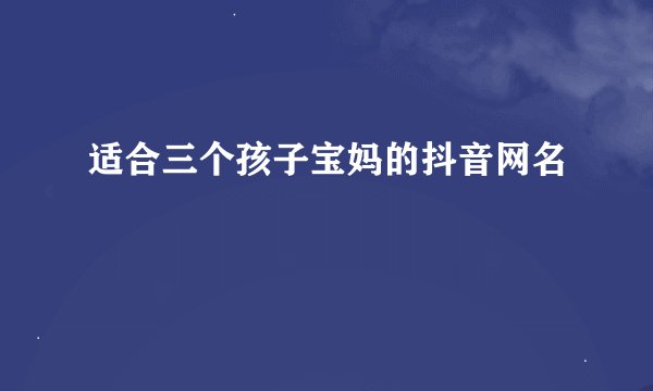 适合三个孩子宝妈的抖音网名
