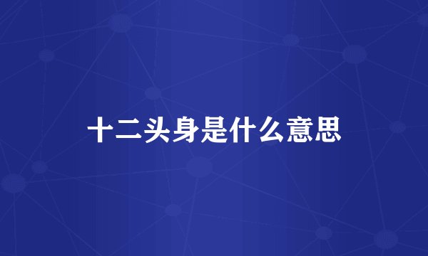 十二头身是什么意思