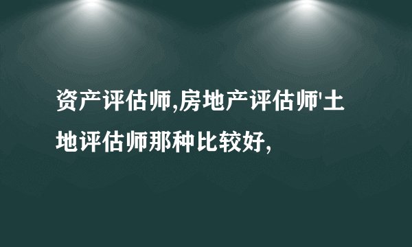 资产评估师,房地产评估师'土地评估师那种比较好,