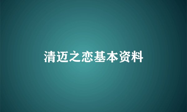 清迈之恋基本资料