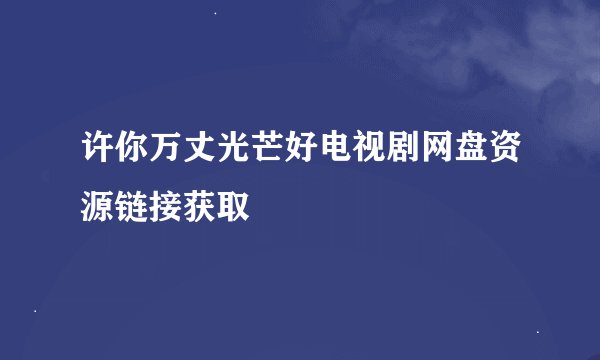 许你万丈光芒好电视剧网盘资源链接获取