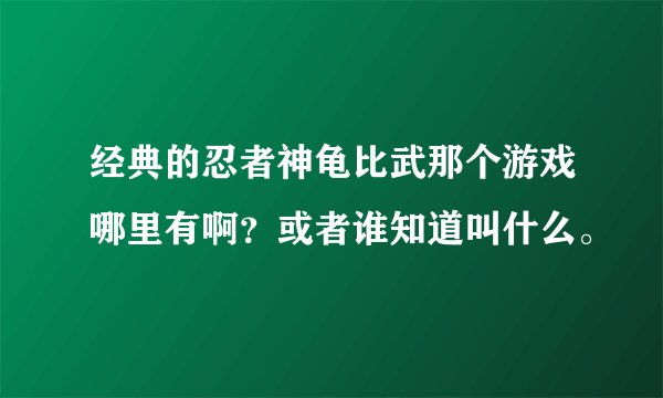 经典的忍者神龟比武那个游戏哪里有啊？或者谁知道叫什么。