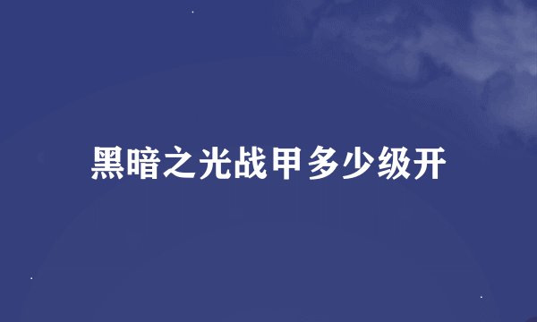 黑暗之光战甲多少级开