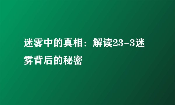 迷雾中的真相：解读23-3迷雾背后的秘密