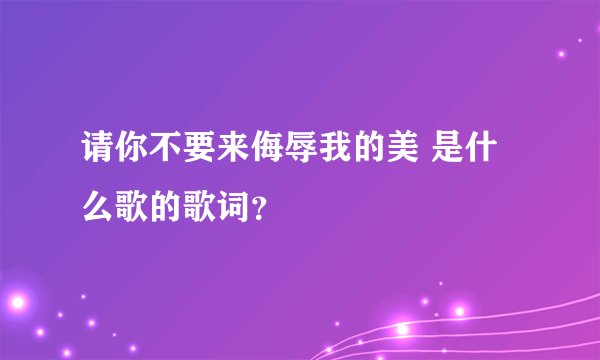 请你不要来侮辱我的美 是什么歌的歌词？