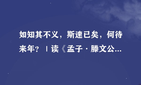 如知其不义,斯速已矣,何待来年?|读《孟子·滕文公下6:8》笔记