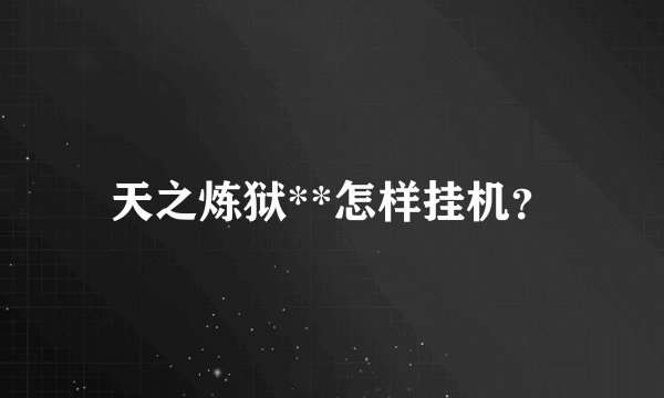 天之炼狱**怎样挂机?