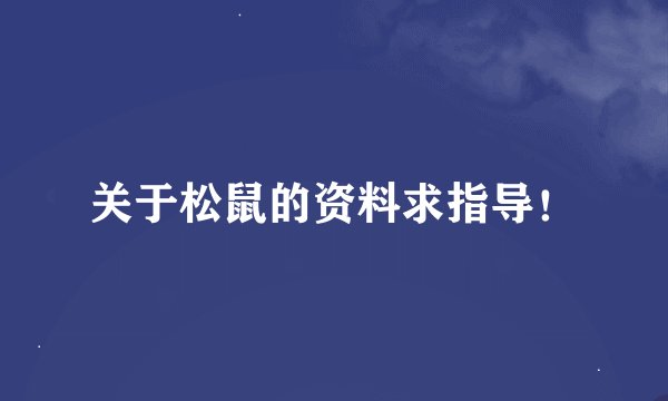关于松鼠的资料求指导！