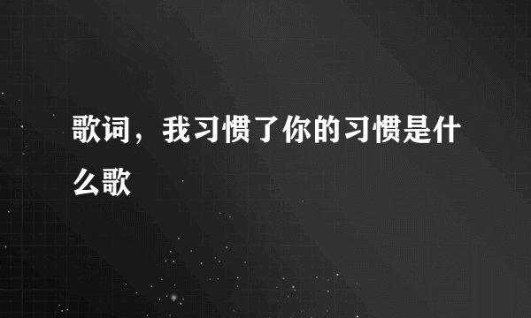 歌词,我习惯了你的习惯是什么歌