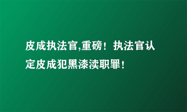 皮成执法官,重磅！执法官认定皮成犯黑漆渎职罪！