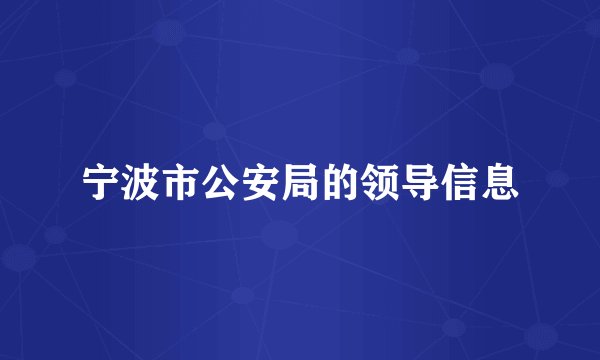 宁波市公安局的领导信息