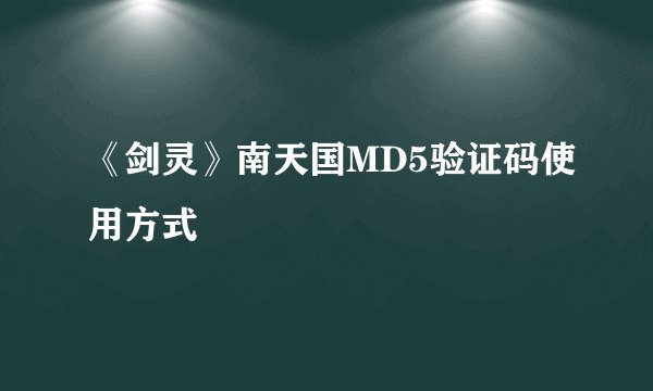 《剑灵》南天国MD5验证码使用方式