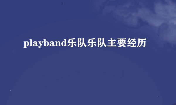 playband乐队乐队主要经历