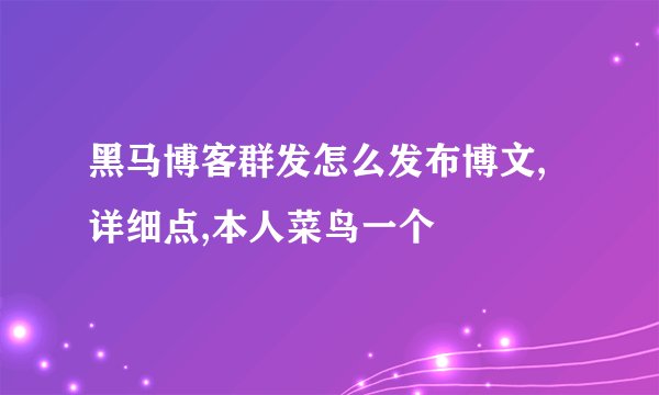 黑马博客群发怎么发布博文,详细点,本人菜鸟一个