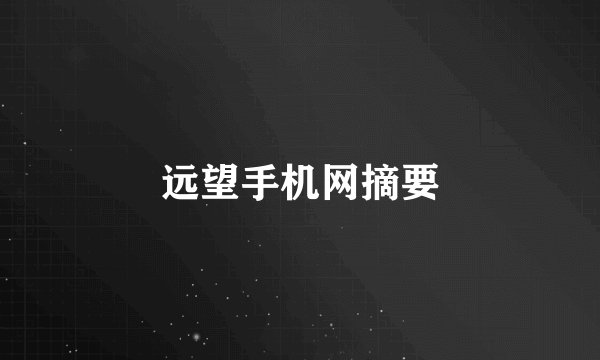 远望手机网摘要
