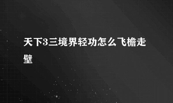 天下3三境界轻功怎么飞檐走壁