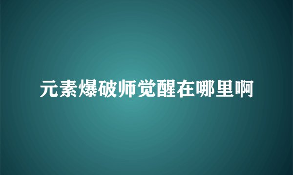 元素爆破师觉醒在哪里啊