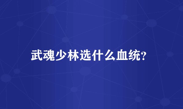 武魂少林选什么血统？