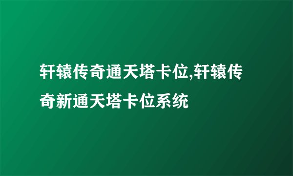 轩辕传奇通天塔卡位,轩辕传奇新通天塔卡位系统