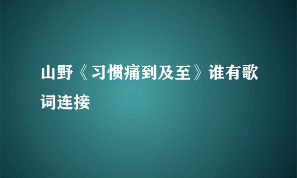 山野《习惯痛到及至》谁有歌词连接