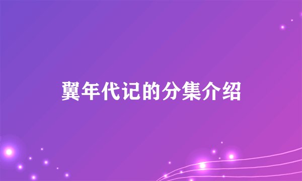 翼年代记的分集介绍