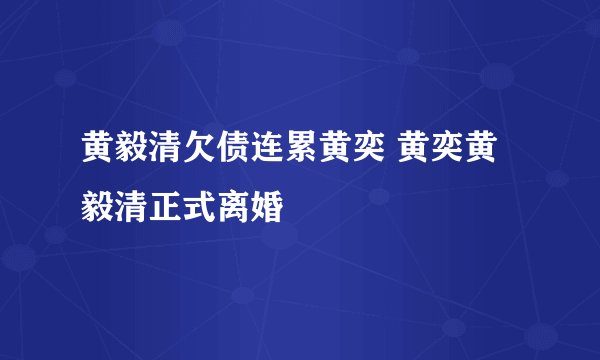 黄毅清欠债连累黄奕 黄奕黄毅清正式离婚