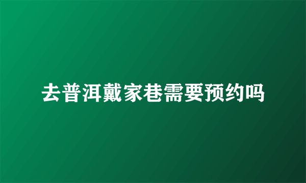 去普洱戴家巷需要预约吗