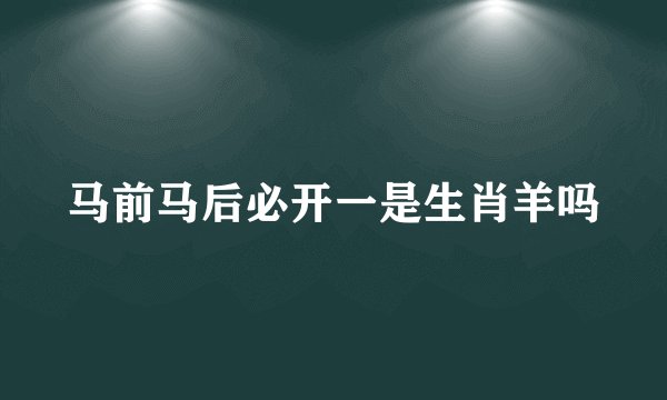 马前马后必开一是生肖羊吗