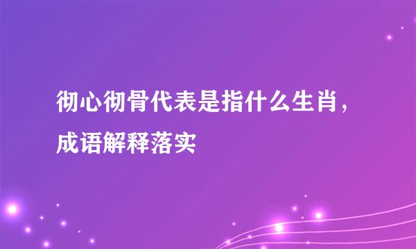 彻心彻骨代表是指什么生肖，成语解释落实