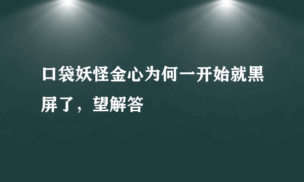 口袋妖怪金心为何一开始就黑屏了，望解答