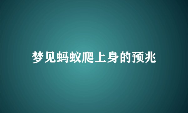 梦见蚂蚁爬上身的预兆
