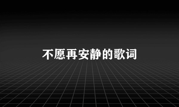 不愿再安静的歌词