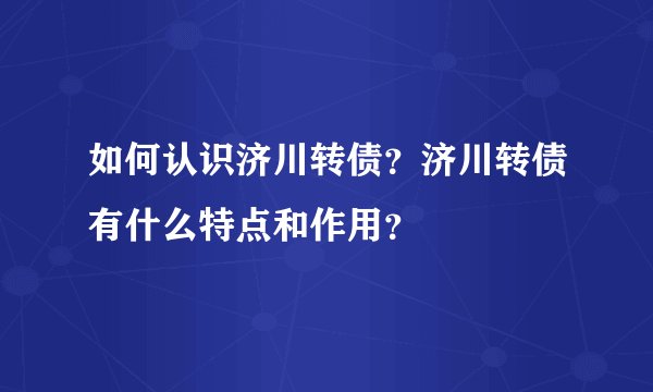 如何认识济川转债?济川转债有什么特点和作用?