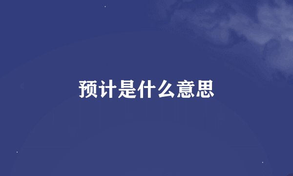 预计是什么意思