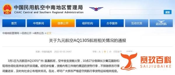 民航中南局回应九元航空航班备降：不排除行李中有违规品
