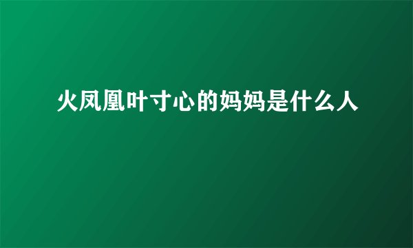 火凤凰叶寸心的妈妈是什么人