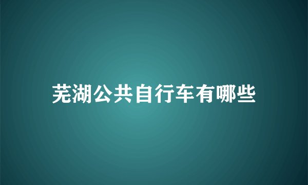 芜湖公共自行车有哪些