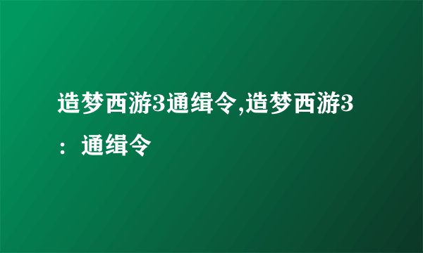 造梦西游3通缉令,造梦西游3：通缉令